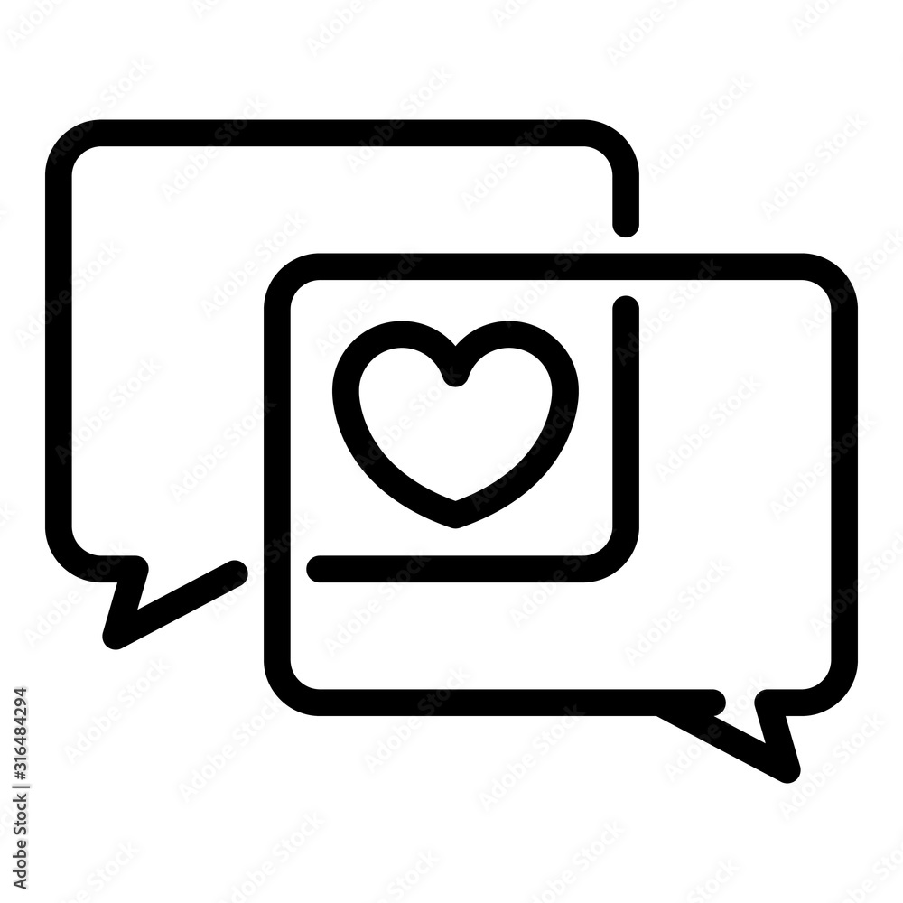 Love chat icon. Outline love chat vector icon for web design isolated on white background Love chat icon. Outline love chat vector icon for web design isolated on white background