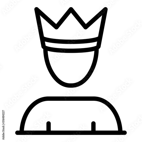 Man with crown icon. Outline man with crown vector icon for web design isolated on white background