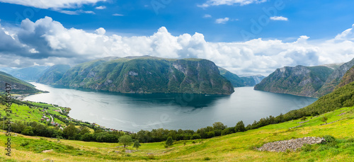 Panorama view of Aurlandsfjord.The West Norwegian Fjords, Norway