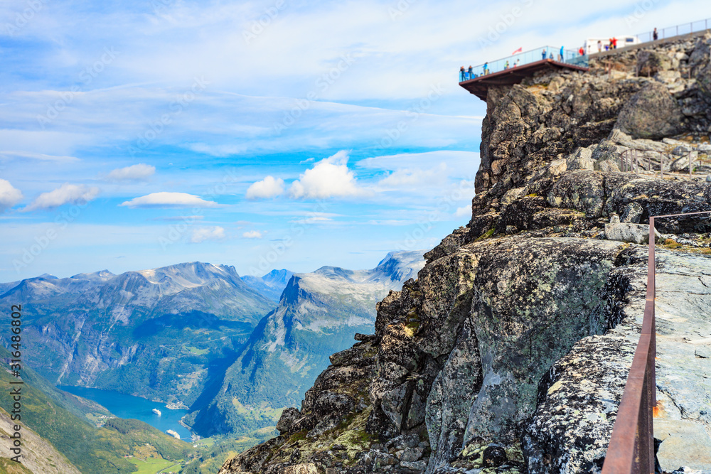 Fototapeta premium Mountains landscape with Dalsnibba viewpoint, Norway