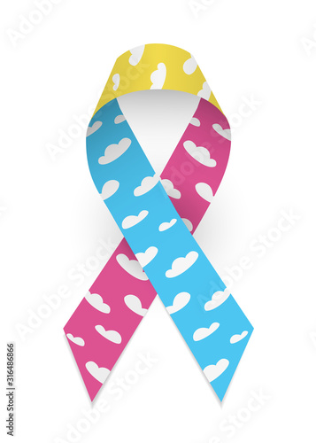 Cloud satin ribbon as symbol of congenital diaphragmatic hernia awareness. Isolated vector illustration on white background