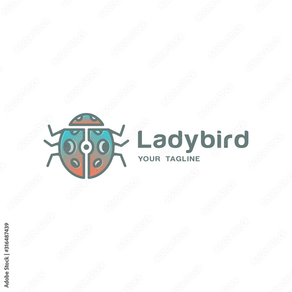 Modern Line Logo Design, Line Insect/Bug or Gradient Ladybird Modern Line Logo Design, Line Insect/Bug or Gradient Ladybird