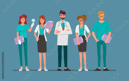 Doctor character set for medicine. Healthcare medical people animated.