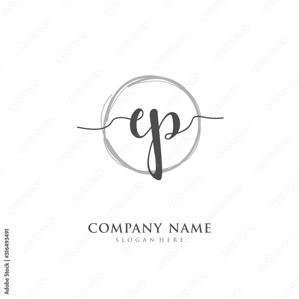 Handwritten initial letter E P EP for identity and logo. Vector logo template with handwriting and signature style. Handwritten initial letter E P EP for identity and logo. Vector logo template with handwriting and signature style.