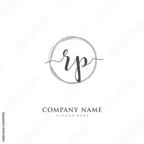 Handwritten initial letter R P RP for identity and logo. Vector logo template with handwriting and signature style.