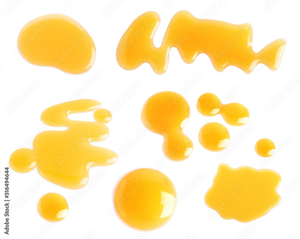 Set of organic delicious honey on white background Set of organic delicious honey on white background