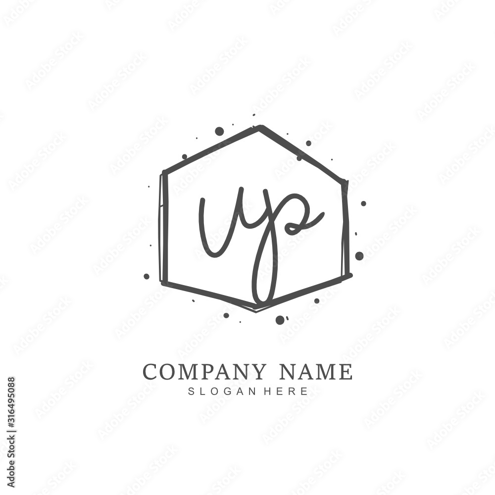 Handwritten initial letter U P UP for identity and logo. Vector logo template with handwriting and signature style. Handwritten initial letter U P UP for identity and logo. Vector logo template with handwriting and signature style.