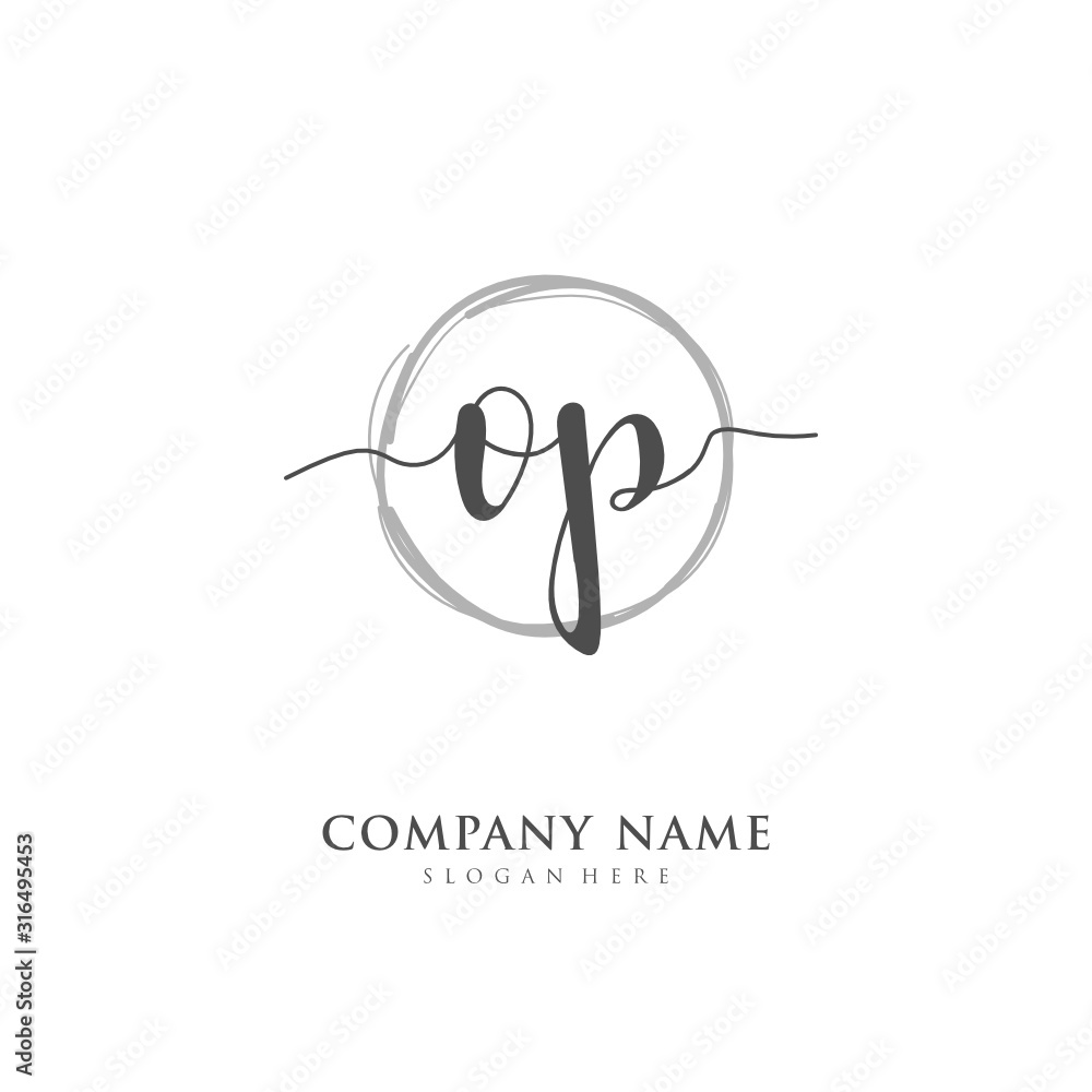 Handwritten initial letter O P OP for identity and logo. Vector logo template with handwriting and signature style. Handwritten initial letter O P OP for identity and logo. Vector logo template with handwriting and signature style.