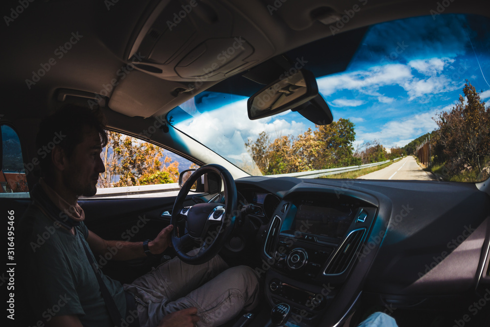 Fototapeta premium The driver drives the vehicle.