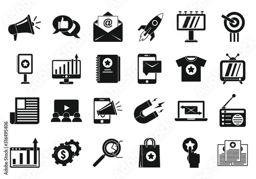 Campaign icons set. Simple set of campaign vector icons for web design on white background photo