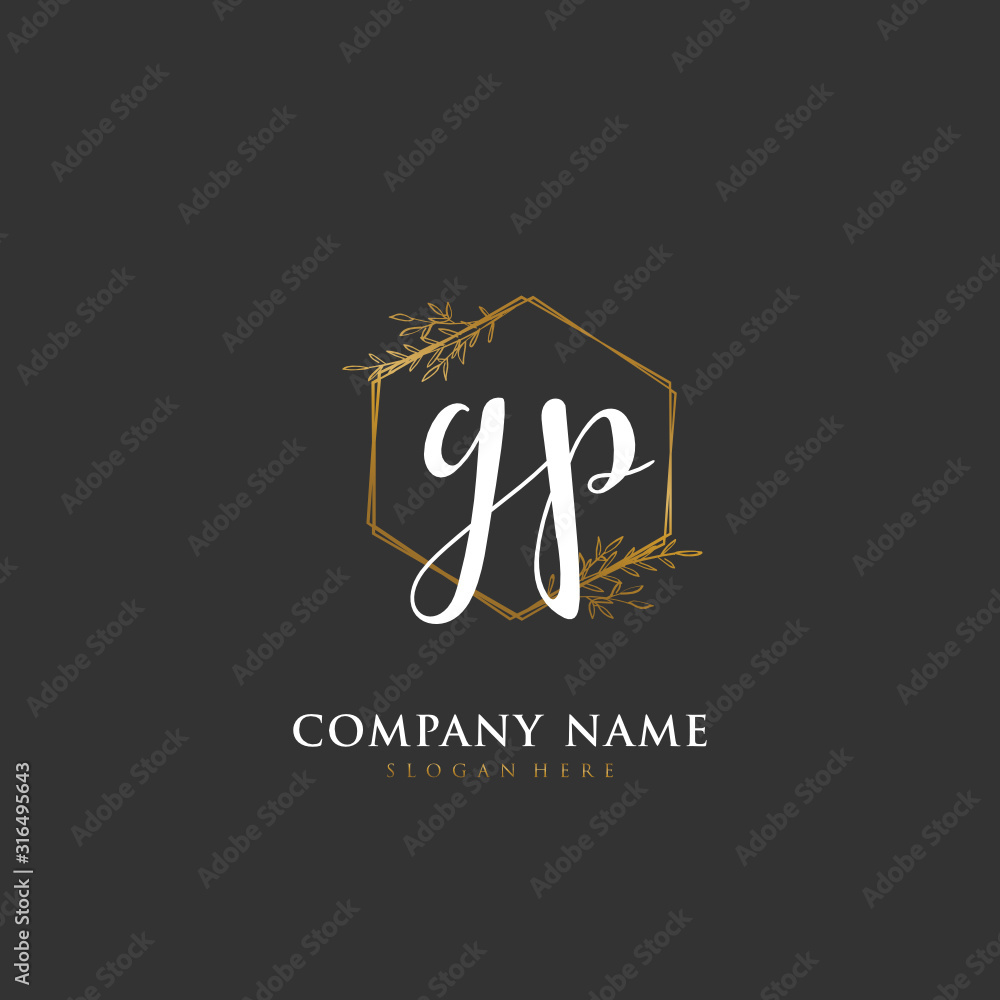Handwritten initial letter G P GP for identity and logo. Vector logo template with handwriting and signature style. Handwritten initial letter G P GP for identity and logo. Vector logo template with handwriting and signature style.