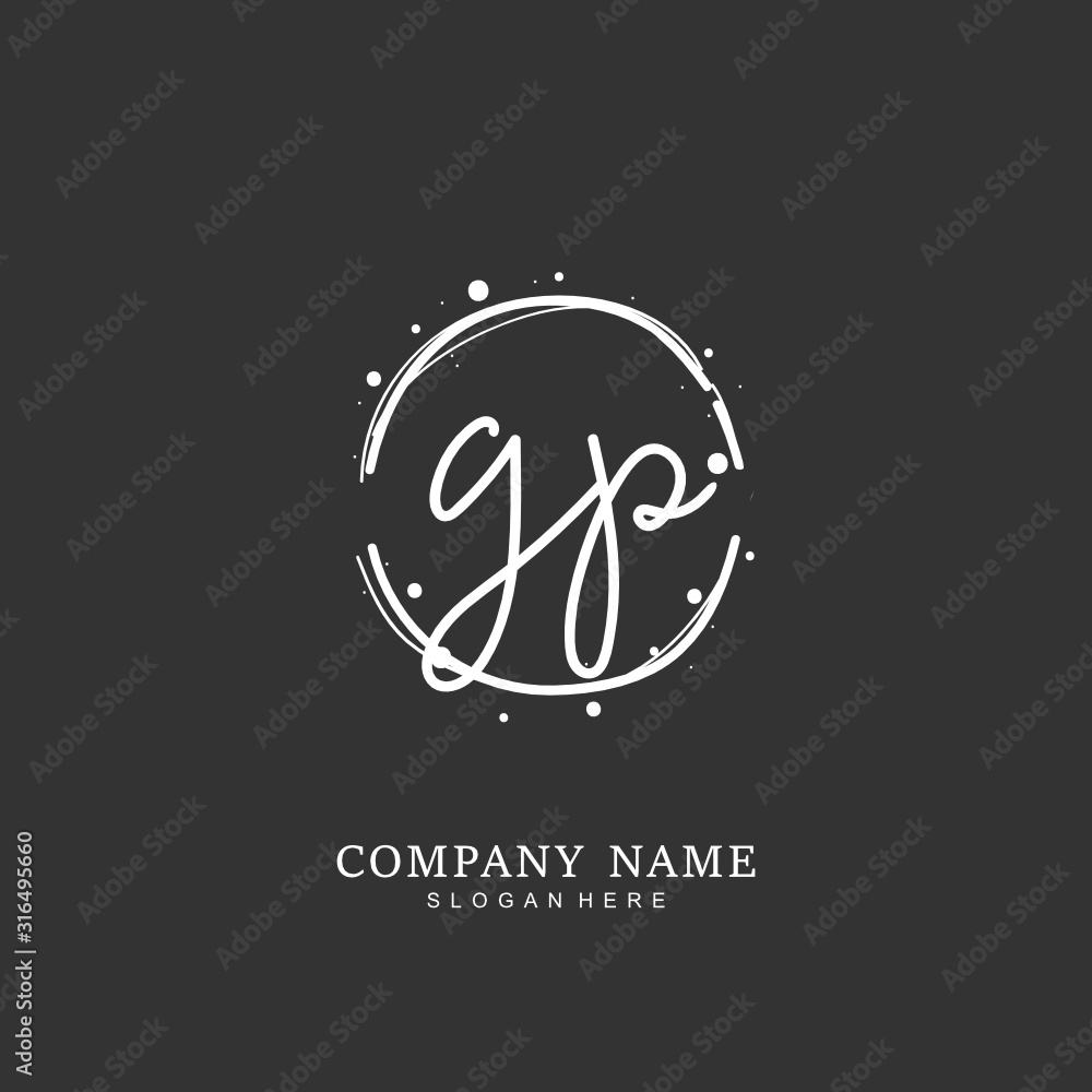 Handwritten initial letter G P GP for identity and logo. Vector logo template with handwriting and signature style. Handwritten initial letter G P GP for identity and logo. Vector logo template with handwriting and signature style.