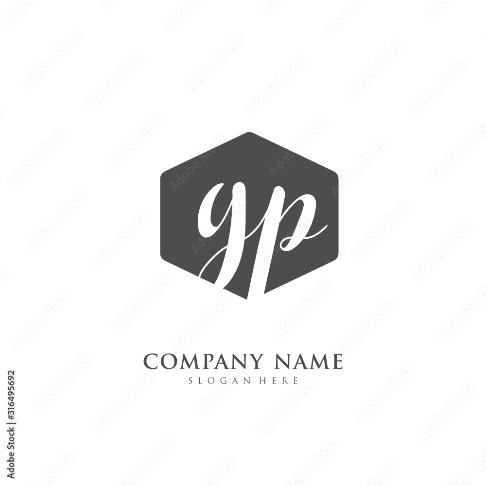 Handwritten initial letter G P GP for identity and logo. Vector logo template with handwriting and signature style. Handwritten initial letter G P GP for identity and logo. Vector logo template with handwriting and signature style.