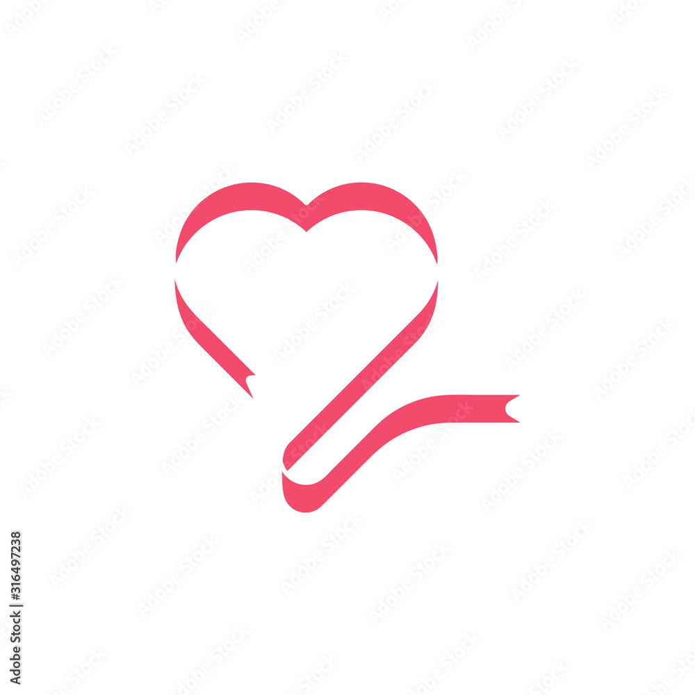 Love Heart ribbon logo icon illustration vector template. ribbons in shape of hearts for love concept, wedding or Valentine day. Vector illustration isolated on white background. Love Heart ribbon logo icon illustration vector template. ribbons in shape of hearts for love concept, wedding or Valentine day. Vector illustration isolated on white background.