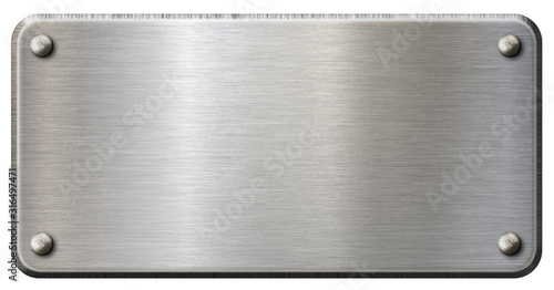Simple metal plaque or plate isolated with clipping path included