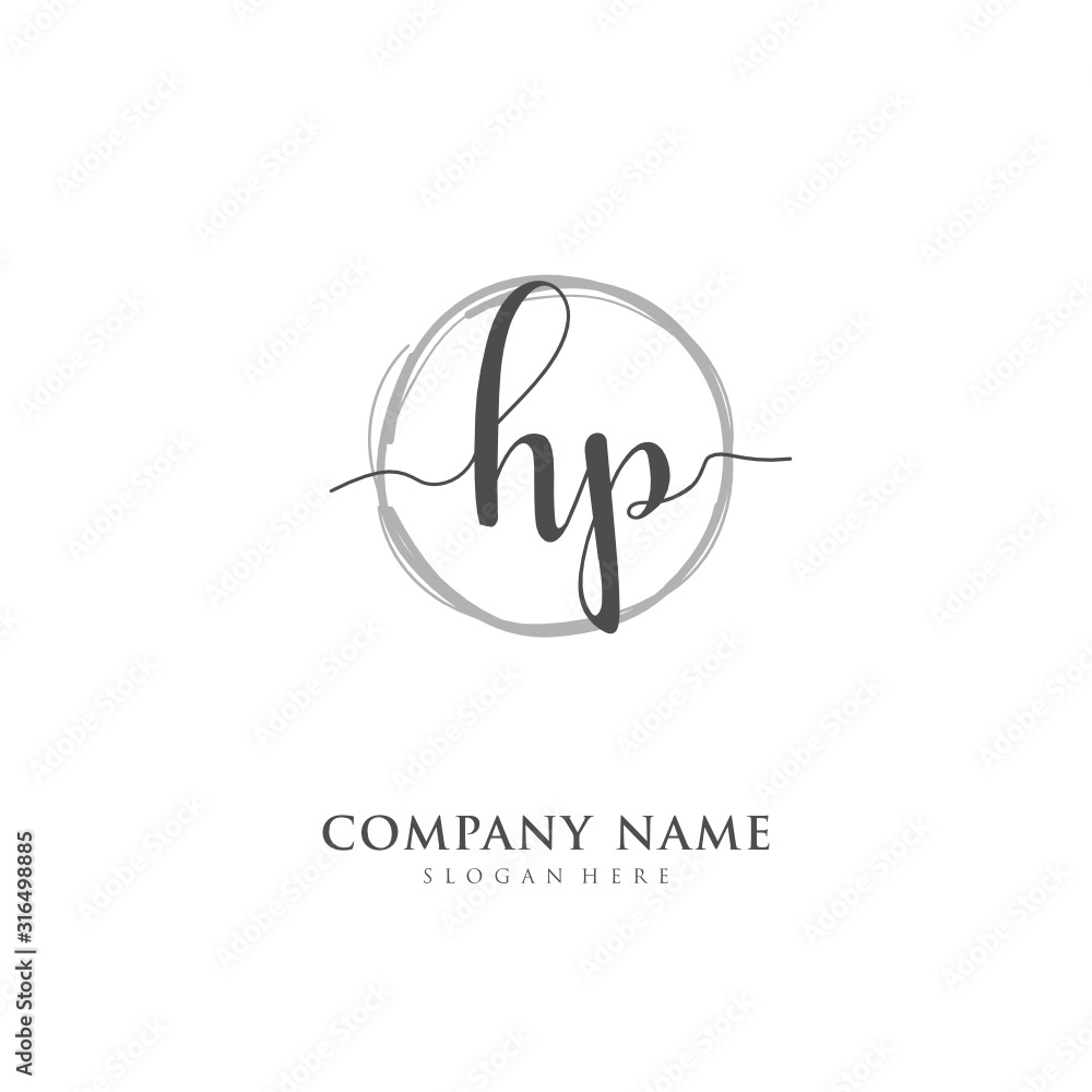 Handwritten initial letter H P HP for identity and logo. Vector logo template with handwriting and signature style. Handwritten initial letter H P HP for identity and logo. Vector logo template with handwriting and signature style.