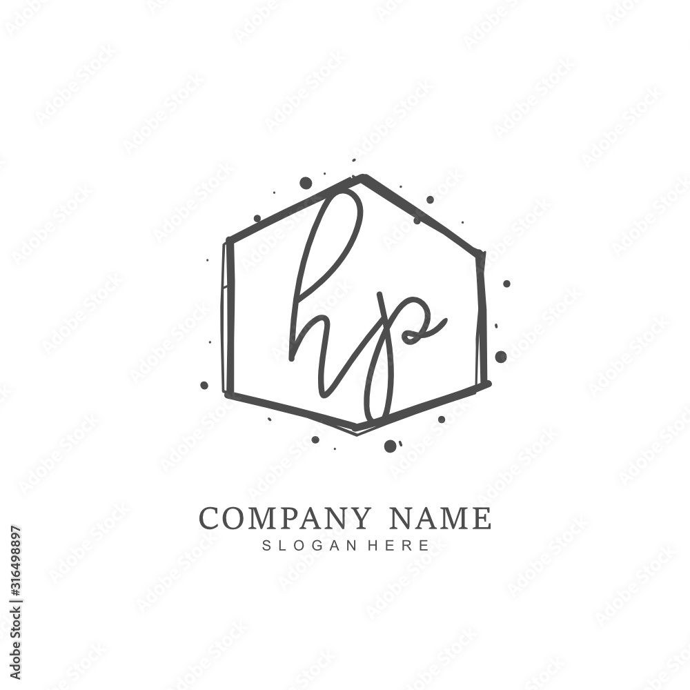 Handwritten initial letter H P HP for identity and logo. Vector logo template with handwriting and signature style. Handwritten initial letter H P HP for identity and logo. Vector logo template with handwriting and signature style.