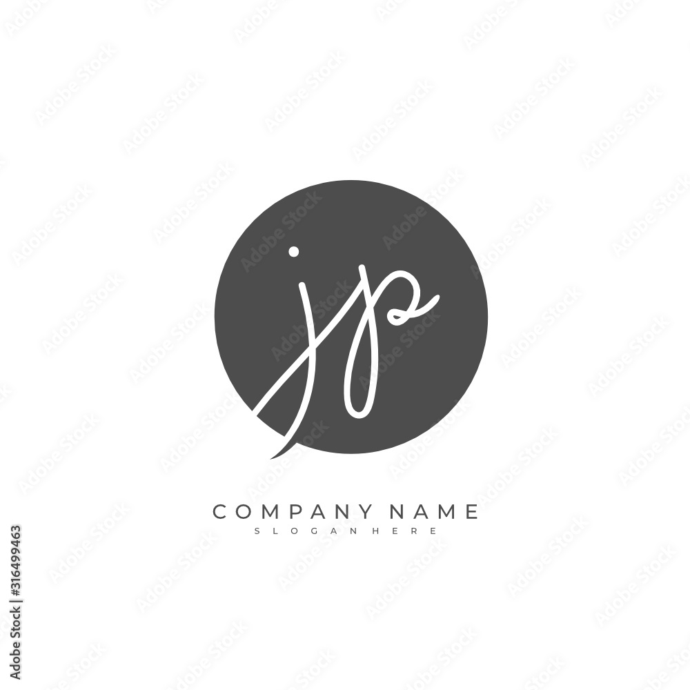 Handwritten initial letter J P JP for identity and logo. Vector logo template with handwriting and signature style. Handwritten initial letter J P JP for identity and logo. Vector logo template with handwriting and signature style.