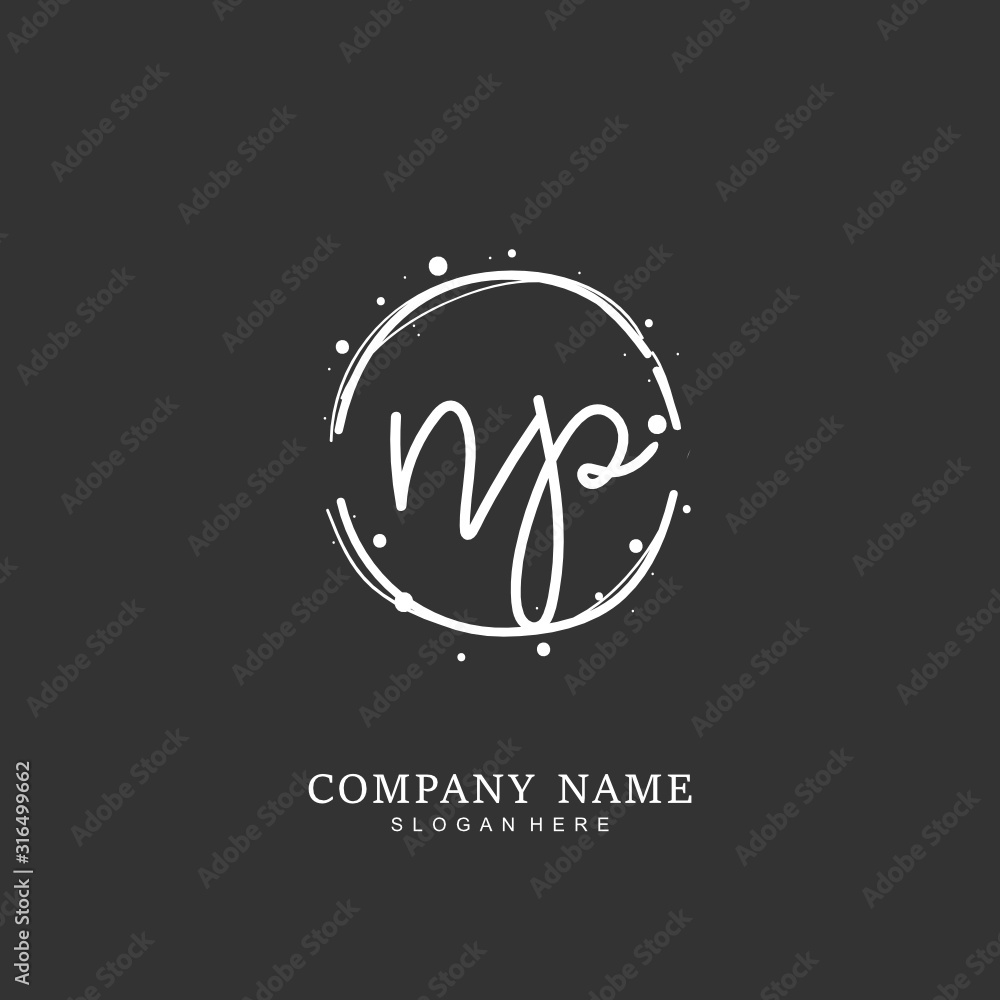 Handwritten initial letter N P NP for identity and logo. Vector logo template with handwriting and signature style. Handwritten initial letter N P NP for identity and logo. Vector logo template with handwriting and signature style.