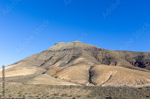 Landscape and mountain in region La Geria on canary island Lanzarote