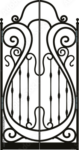 Steel railing panels that include balls, flowers, leaves and rosettes. Aluminum handrail, vector construction. Use these decorative iron cross bars to create a unique window guard or balcony railing. 