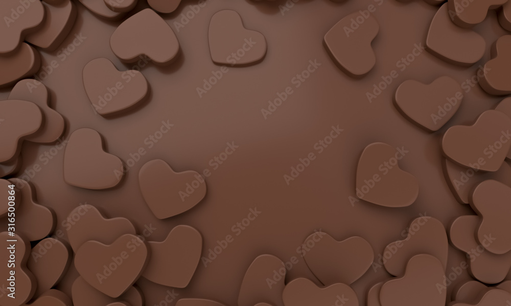 Obraz premium 3D render heart on minimal wallpaper backdrop