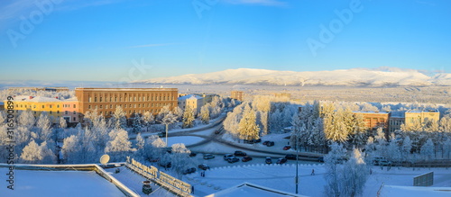 Winter panorama of the central square of Apatity. photo