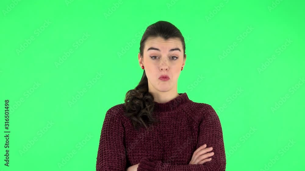 Girl says wow, waves her head approvingly. Green screen Girl says wow, waves her head approvingly. Green screen