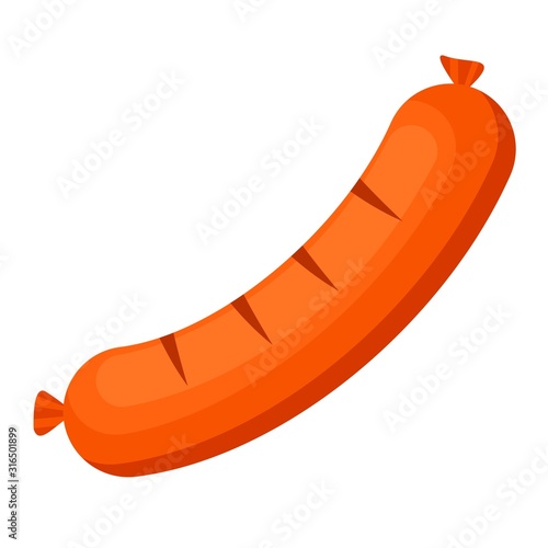 Grilled sausage icon isolated on white background. Meat food vector illustration