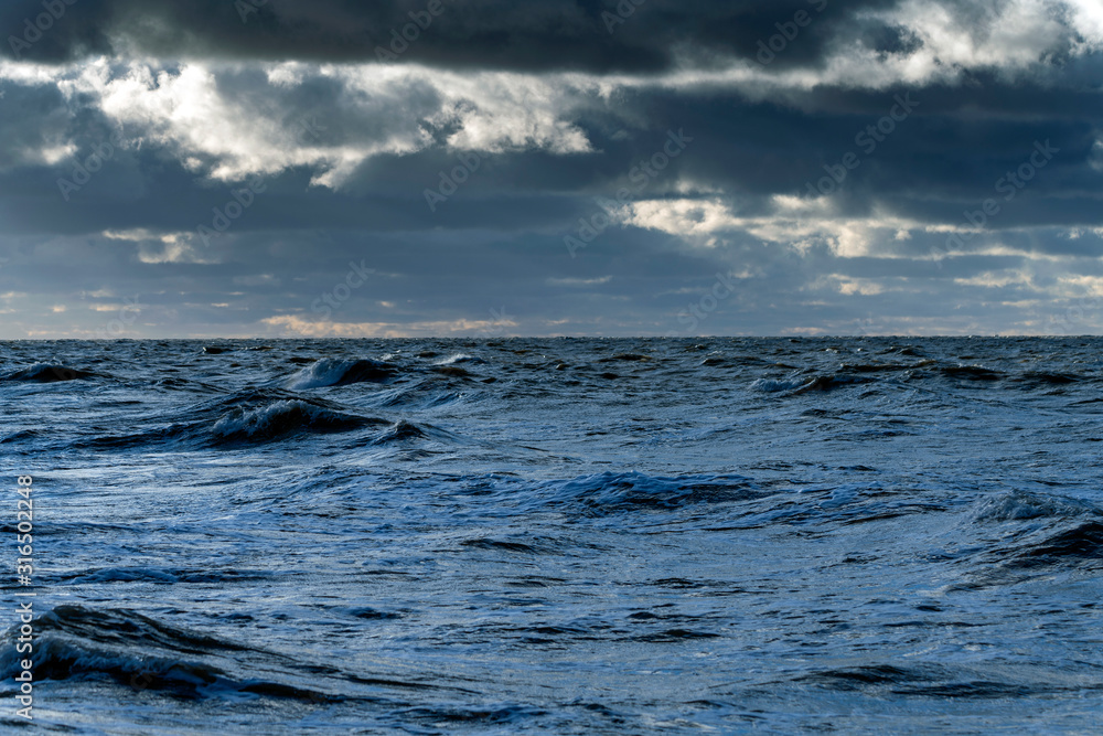 Fototapeta premium Stormy Baltic sea in winter time.