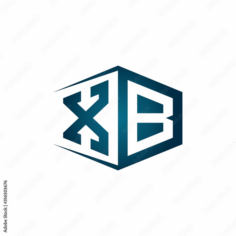 XB monogram logo with hexagon shape and negative space style ribbon design template XB monogram logo with hexagon shape and negative space style ribbon design template