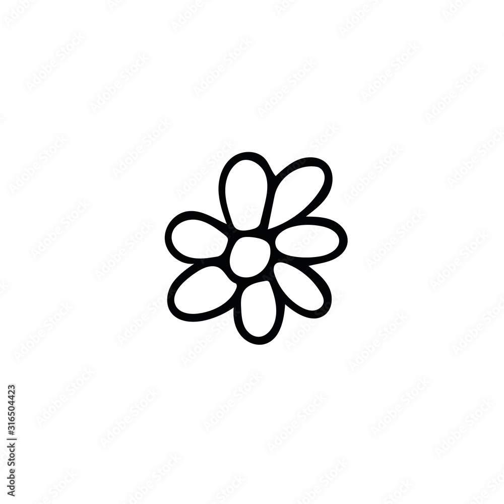 flower with petals hand drawn in doodle style. Element flower with petals hand drawn in doodle style. Element