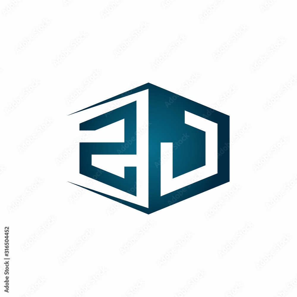 ZJ monogram logo with hexagon shape and negative space style ribbon design template ZJ monogram logo with hexagon shape and negative space style ribbon design template
