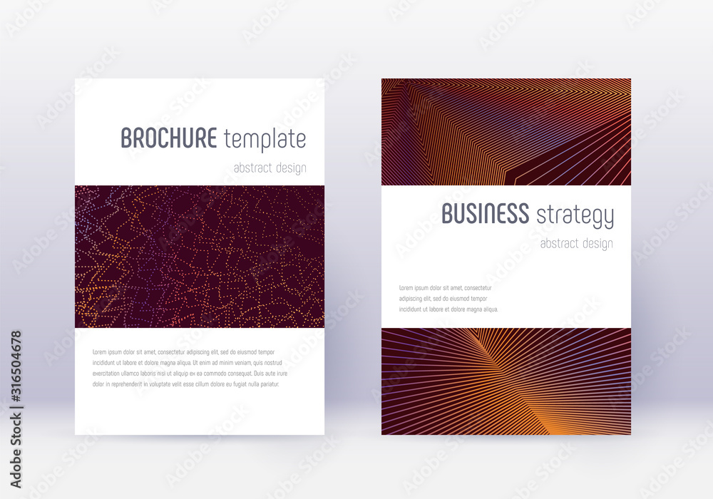 Fototapeta premium Minimalistic cover design template set. Orange abs