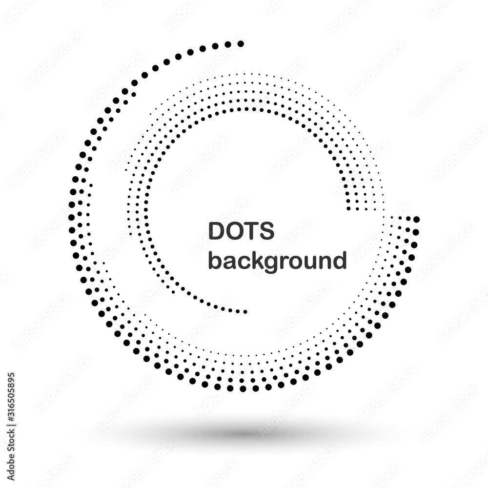 Halftone round as icon or background. Black abstract vector circle frame with dots as logo or emblem. Circle border isolated on the white background for your design. Halftone round as icon or background. Black abstract vector circle frame with dots as logo or emblem. Circle border isolated on the white background for your design.