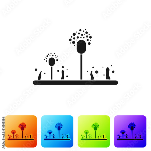 Black Mold icon isolated on white background. Set icons in color square buttons. Vector Illustration