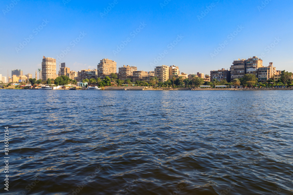 View of the Cairo city and Nile river in Egypt View of the Cairo city and Nile river in Egypt