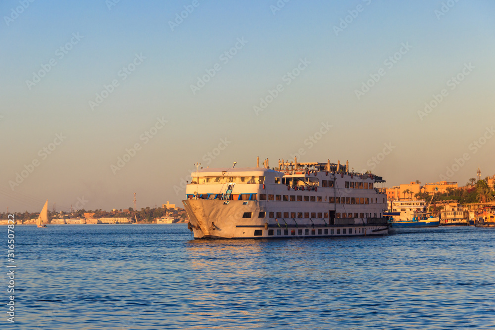 Cruise ship sailing on the Nile river, Egypt