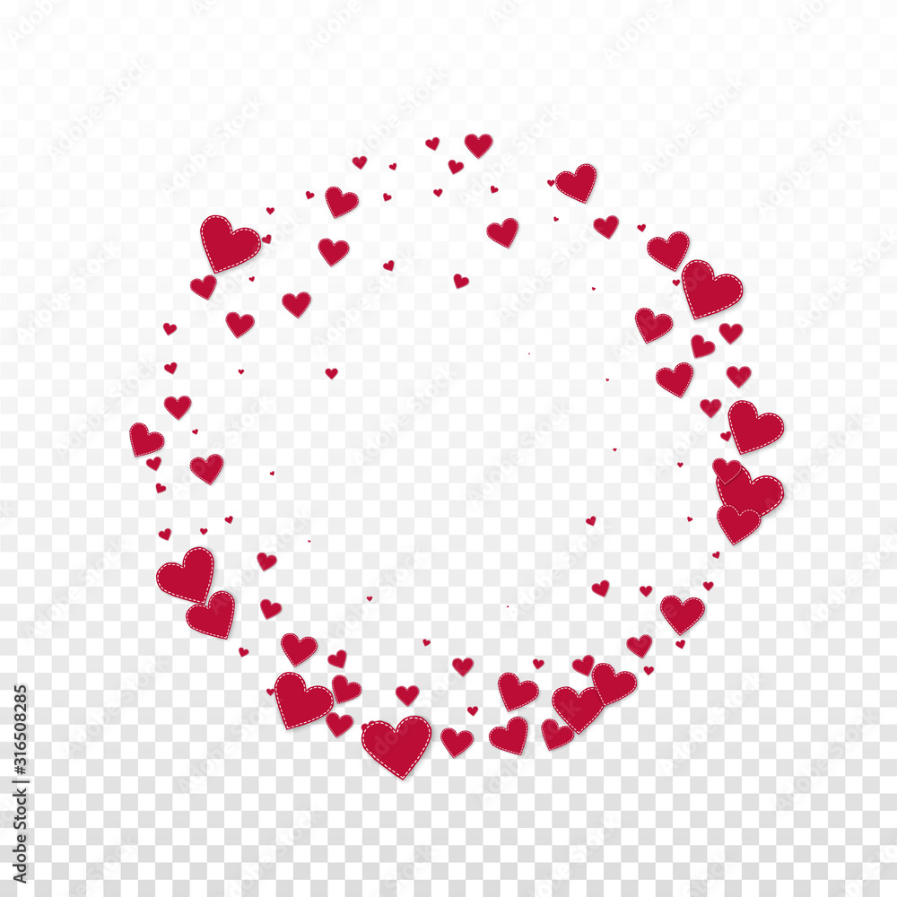 Red heart love confettis. Valentine's day frame em