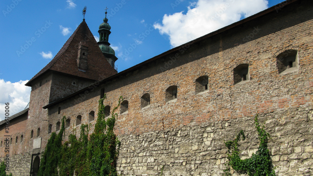 wall of the benedictine monastery, Lviv, Ukraine