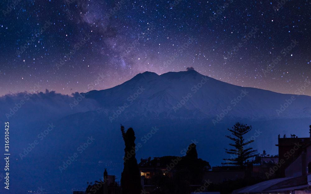 Starry Night over Mt. Etna in Sicily