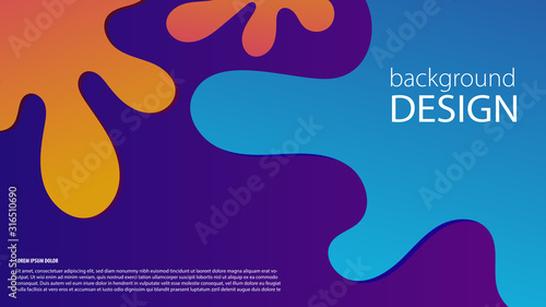 Purple fluid background design. Liquid ameoba shapes composition. Funky design posters. Fluid background design abstract ameoba shapes for print or web on purple background.