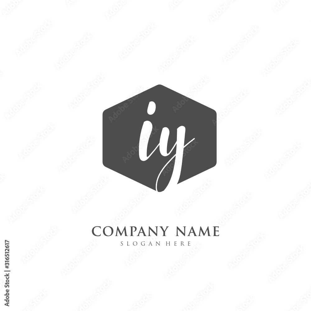 Handwritten initial letter I Y IY for identity and logo. Vector logo template with handwriting and signature style. Handwritten initial letter I Y IY for identity and logo. Vector logo template with handwriting and signature style.