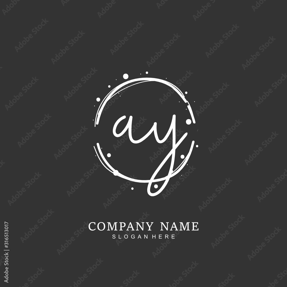 Handwritten initial letter A Y AY for identity and logo. Vector logo template with handwriting and signature style. Handwritten initial letter A Y AY for identity and logo. Vector logo template with handwriting and signature style.