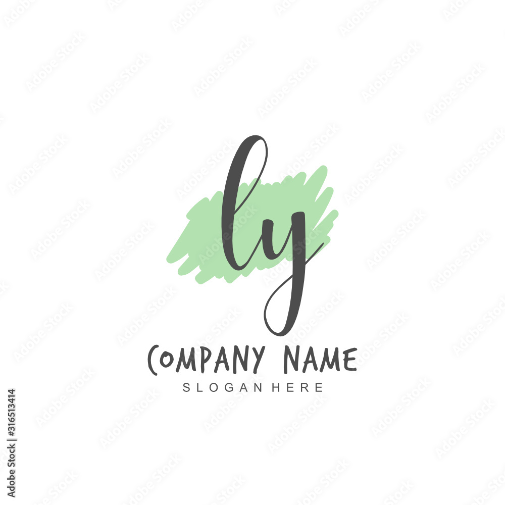 Handwritten initial letter L Y LY for identity and logo. Vector logo template with handwriting and signature style. Handwritten initial letter L Y LY for identity and logo. Vector logo template with handwriting and signature style.
