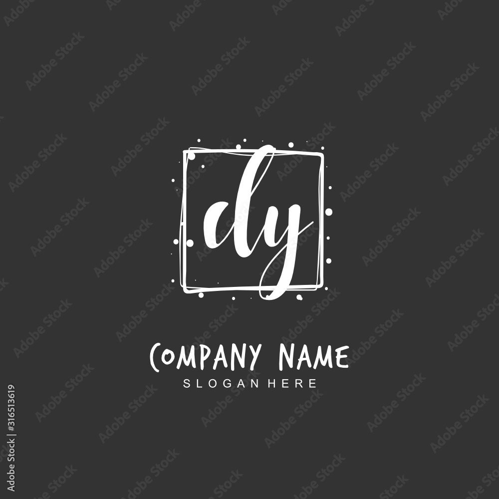 Handwritten initial letter D Y DY for identity and logo. Vector logo template with handwriting and signature style. Handwritten initial letter D Y DY for identity and logo. Vector logo template with handwriting and signature style.