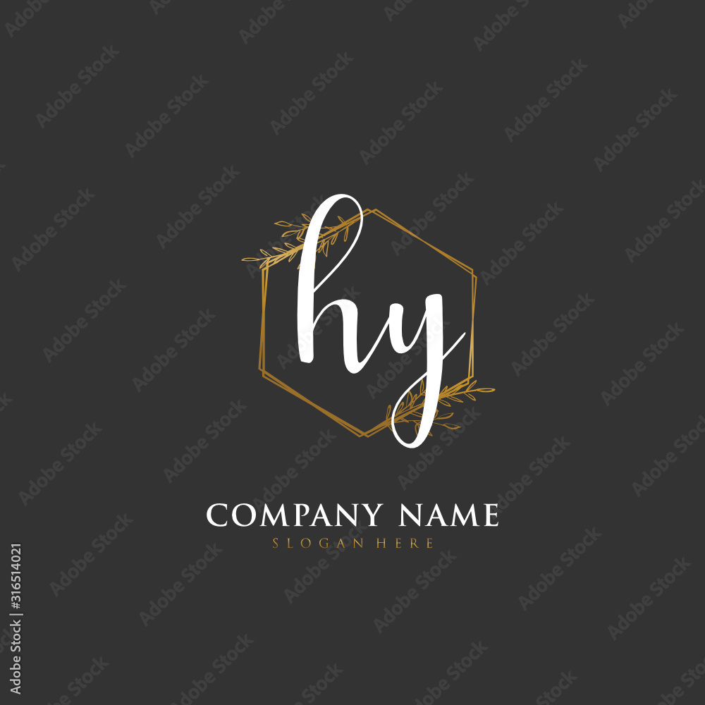 Handwritten initial letter H Y HY for identity and logo. Vector logo template with handwriting and signature style. Handwritten initial letter H Y HY for identity and logo. Vector logo template with handwriting and signature style.