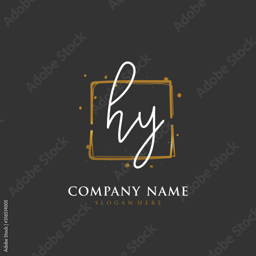 Handwritten initial letter H Y HY for identity and logo. Vector logo template with handwriting and signature style.