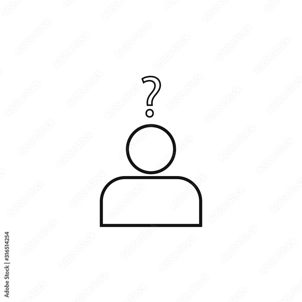 person shaped vector icon with question mark
