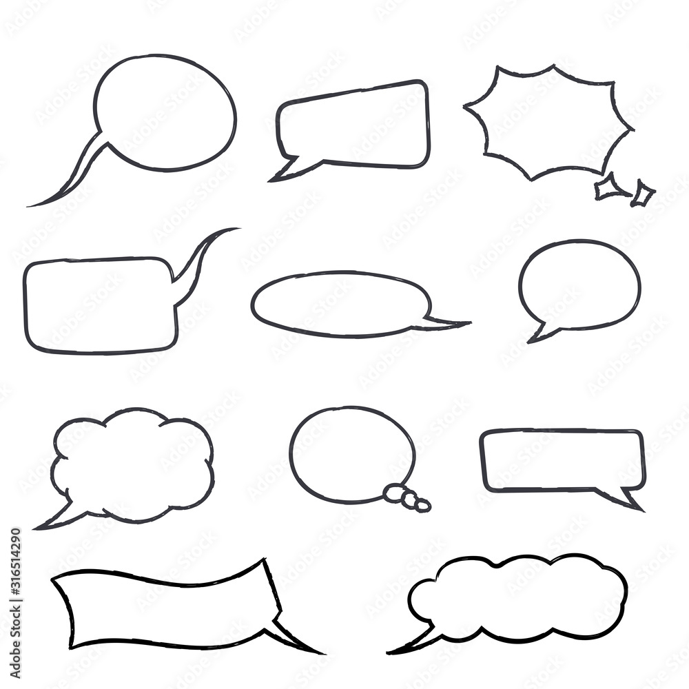 Speech bubbles. Hand drawn sketch Speech bubbles. Hand drawn sketch